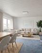Wohnzimmer KI home staging - Ein Zuhause für alle Lebensphasen – familienfreundlich & barrierearm wohnen auf einer Ebene